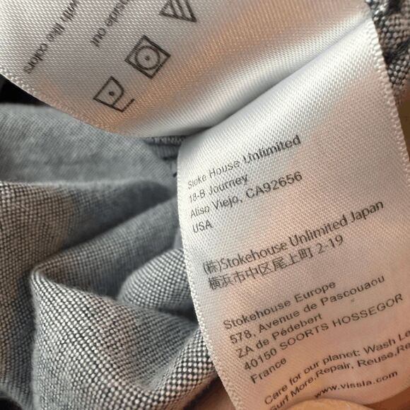 Vissla Boys Cotton Geometric Short Sleeve Collared Button Down Shirt Green Large - Picture 6 of 11